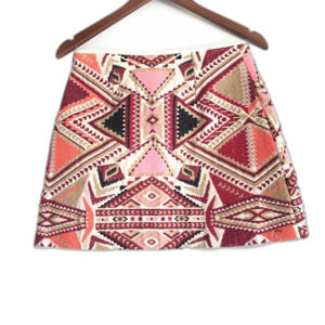 Topshop Abstract Brightly Woven Patterned A-Line Mini Skirt Size 6